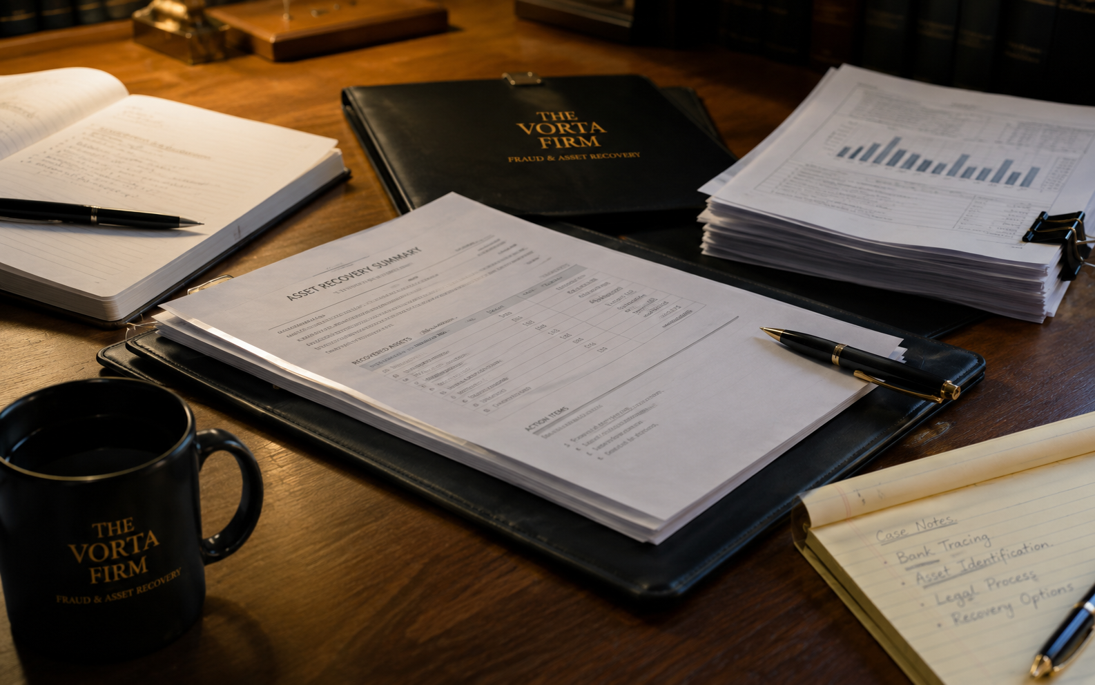 Documents and financial records on a desk